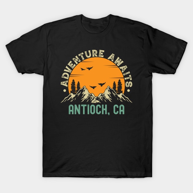 Antioch, California - Adventure Awaits - Antioch, CA Vintage Sunset T-Shirt by Feel Good Clothing Co.